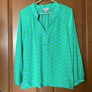 Lilly Pulitzer Elsa Green Silk Blouse